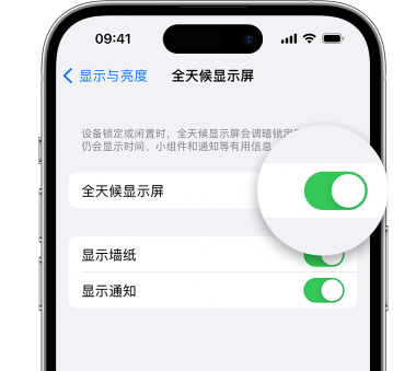 丰宁苹果15预约维修分享iPhone15如何设置全天候显示屏幕可见 
