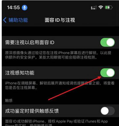 丰宁苹果14维修网点分享iPhone14注视感知功能有什么用 